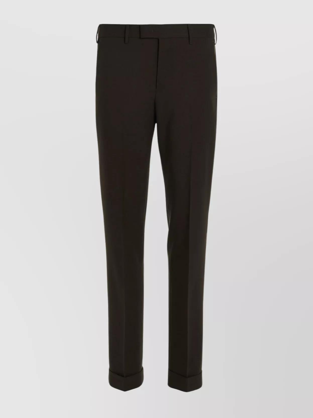 PT TORINO Tailored Trousers With Cuffed Hem And Pockets In Green Product Image