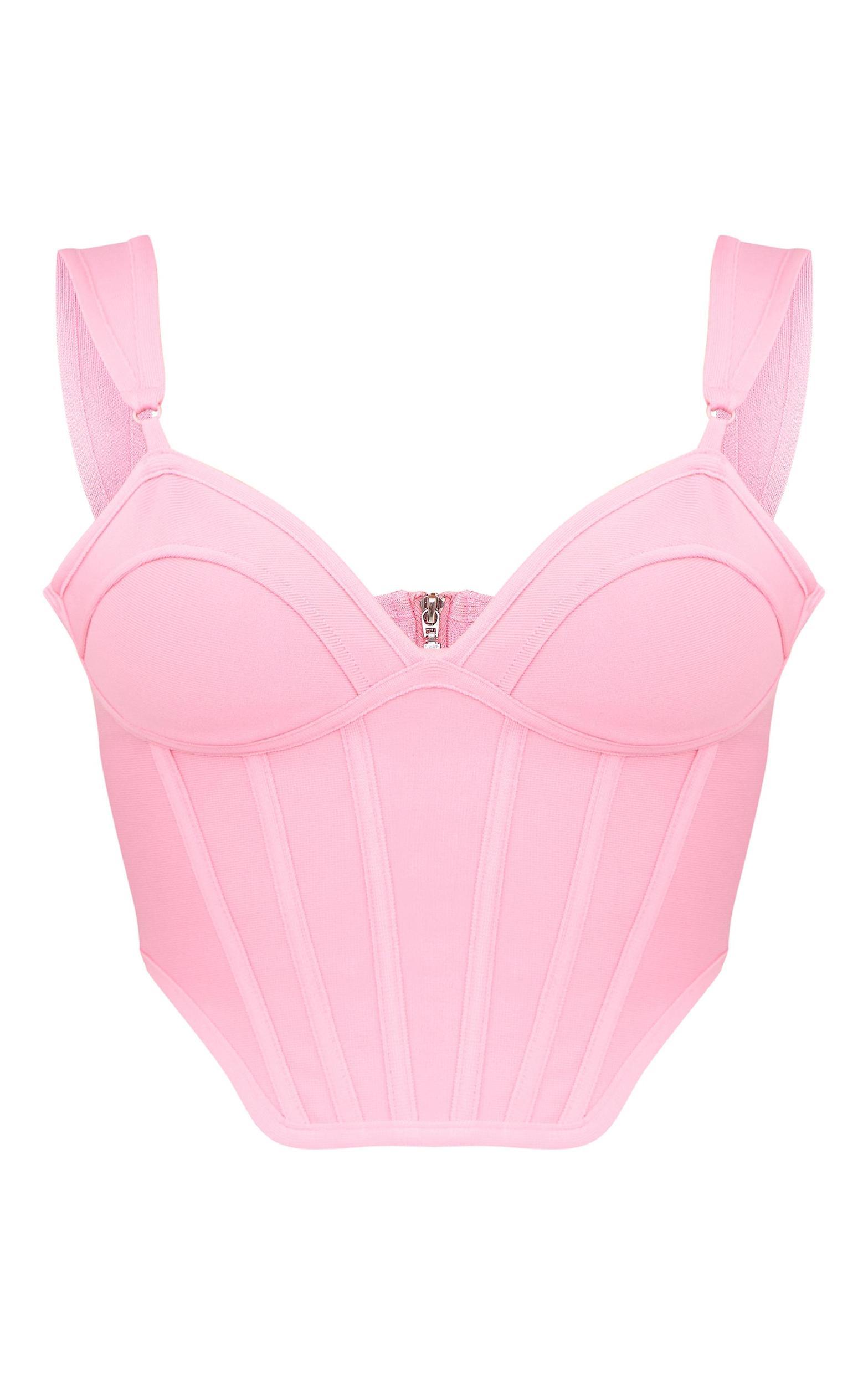 Bubblegum Pink Bandage Dip Hem Bust Cup Corset Product Image
