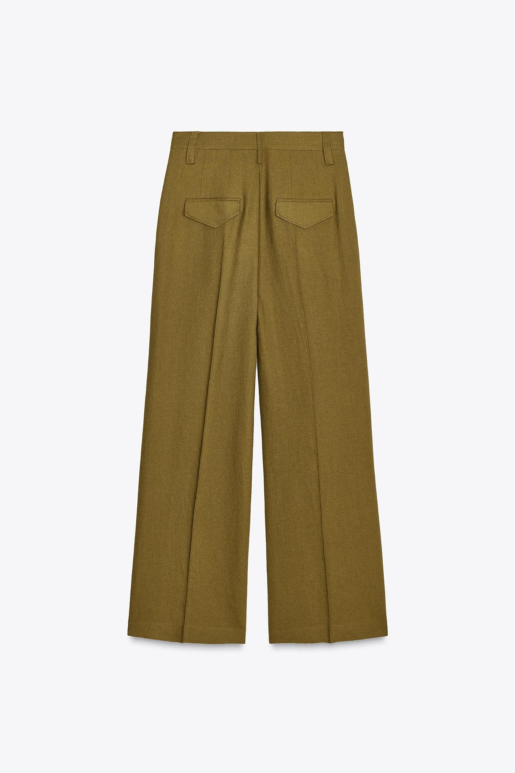 LINEN BLEND PLEATED PANTS ZW COLLECTION Product Image