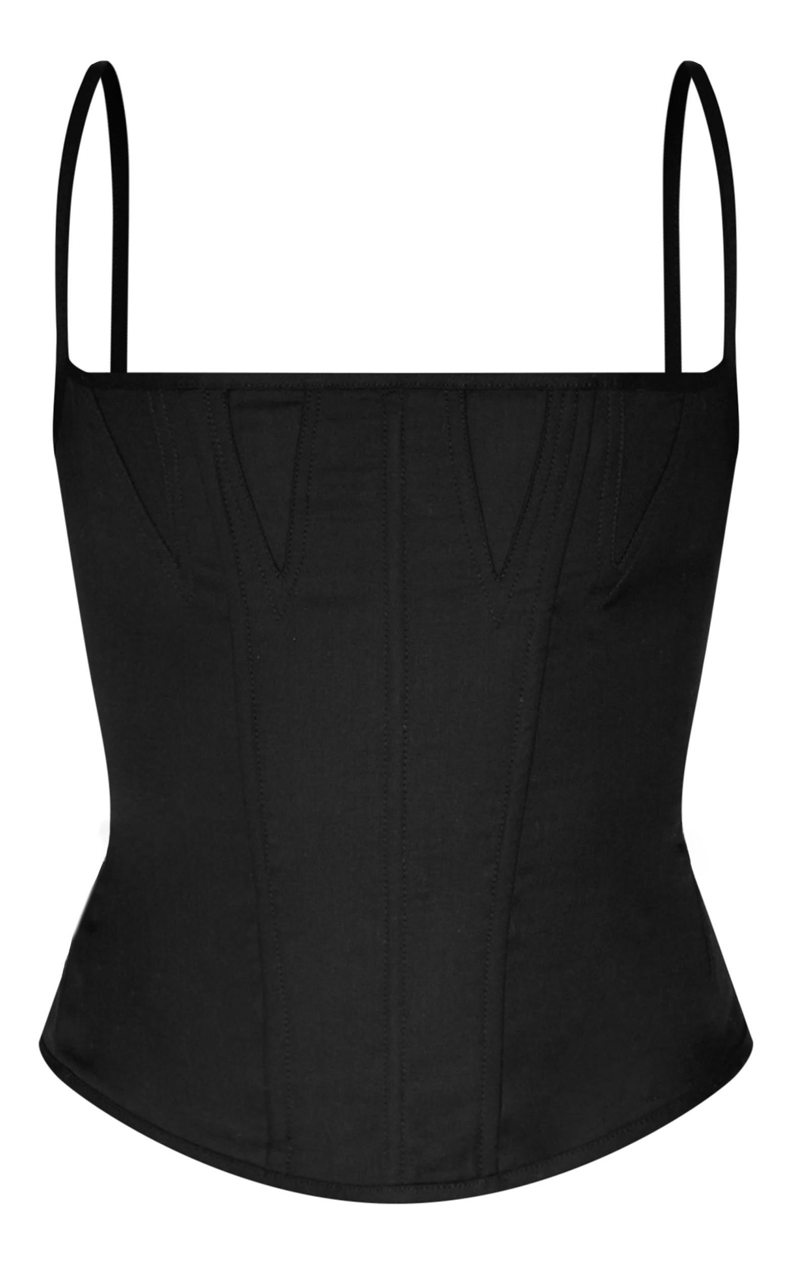 Black Premium Woven Lace Up Back Corset Product Image
