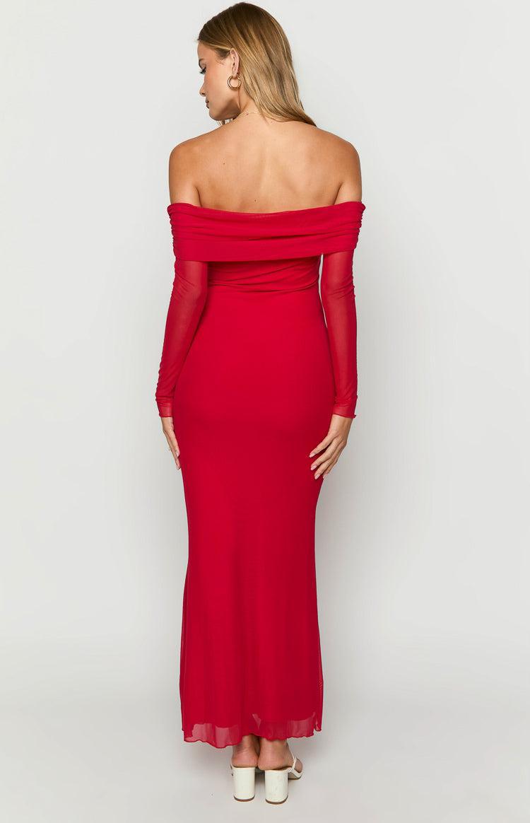 Coraline Red Long Sleeve Maxi Dress Product Image