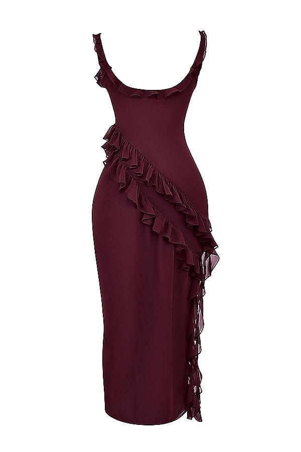 Ariela Mulberry Ruffle Maxi Dress Product Image