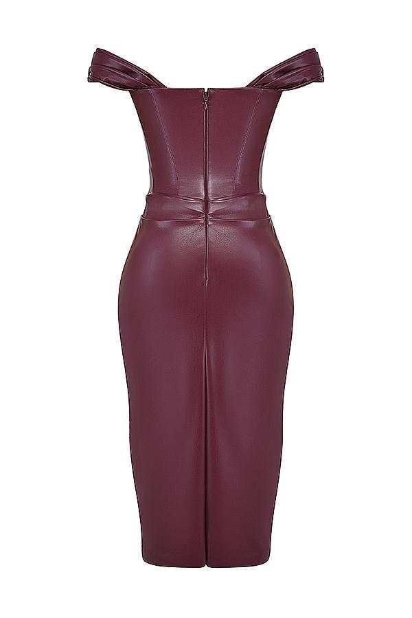Raven  mulberry vegan leather corset dress - sale Product Image