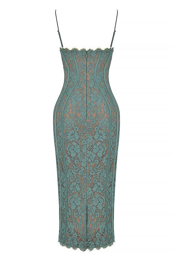 Joelle Forest Lace Midi Dress Product Image