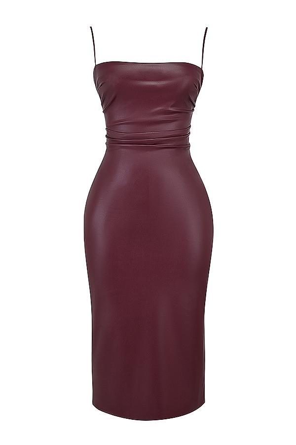 Jalena Mulberry Vegan Leather Lace Back Dress Product Image