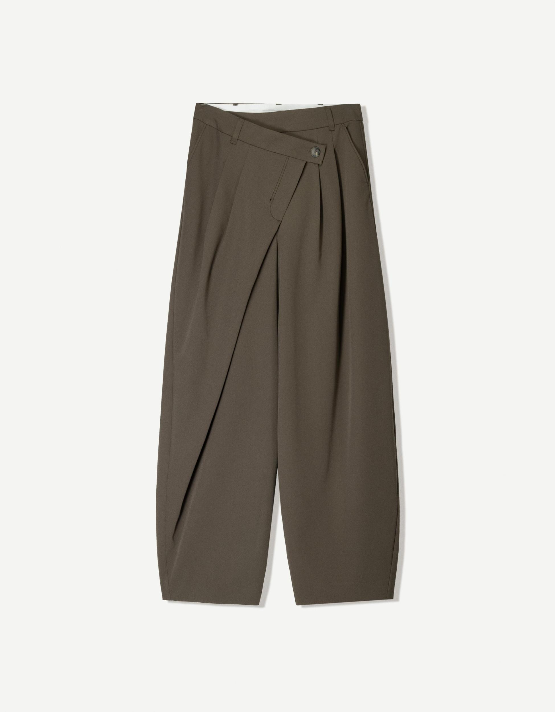 Tailored pants with crossover waistband Product Image