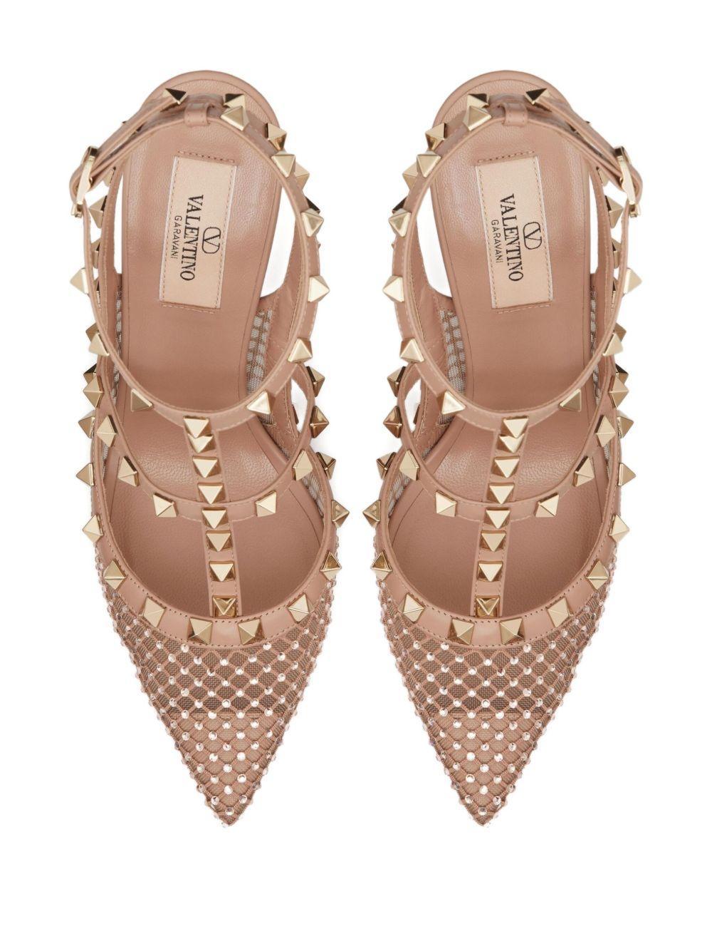 Rockstud 100mm crystal-embellished mesh pumps Product Image