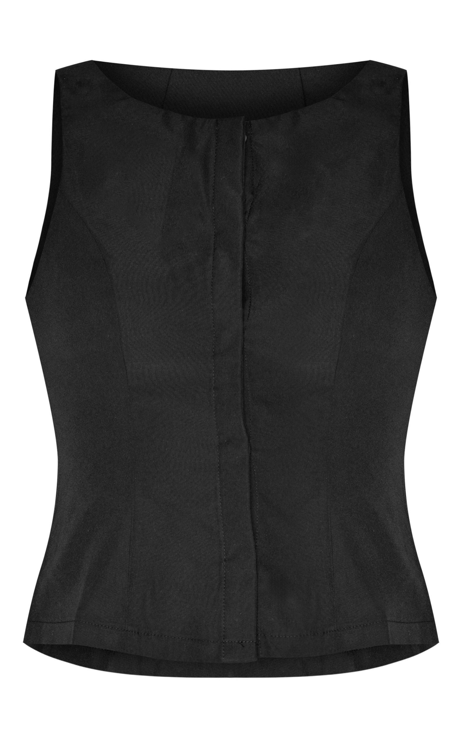 Black Woven Vest Product Image