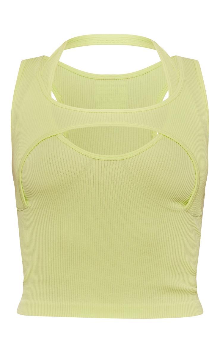 Lime Snatched Rib Double Layer Halter Top Product Image