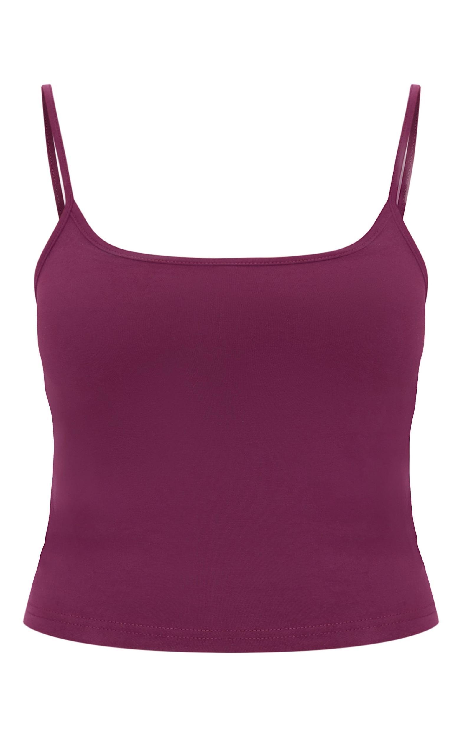 Burgundy Premium Soft Touch Strappy Cami Top Product Image