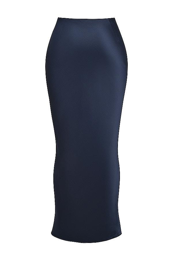 Charlene  navy satin bias cut maxi skirt - sale Product Image