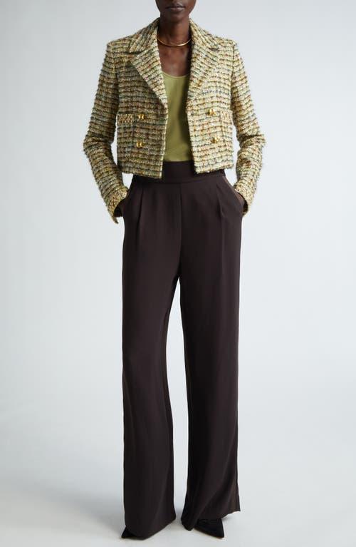 ST JOHN St. John Collection Metallic Tweed Crop Jacket In Cypress/moss Multi Product Image