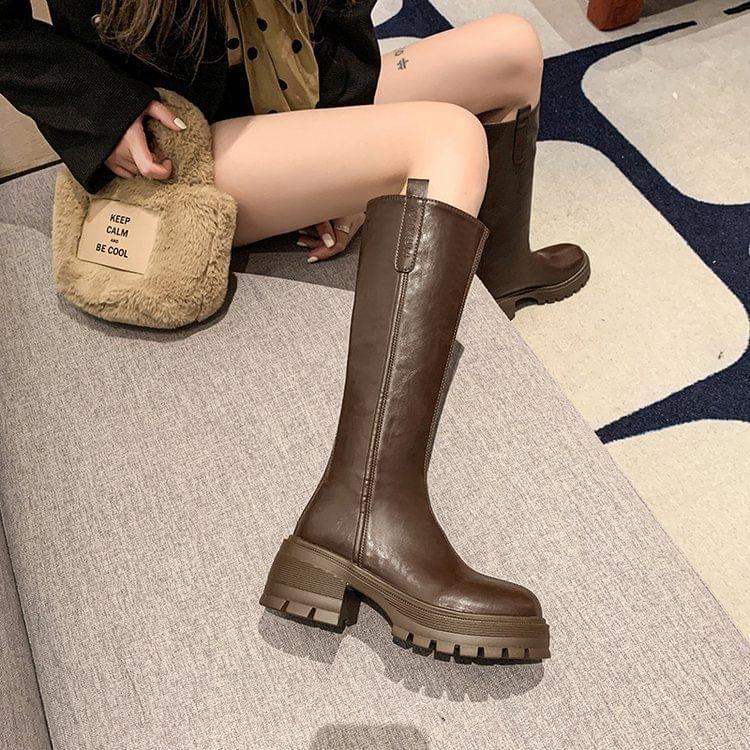 Platform Plain Tall Boots Product Image