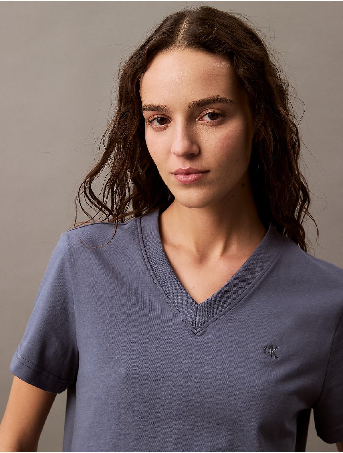 Calvin Klein Women's Archive Logo V-Neck T-Shirt - Neutral - XS Product Image