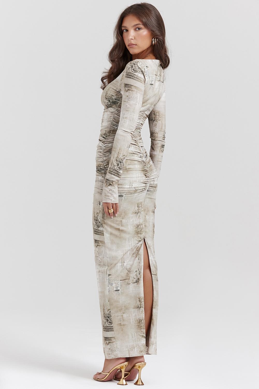 Lanetta Pale Sage Print Maxi Dress Product Image