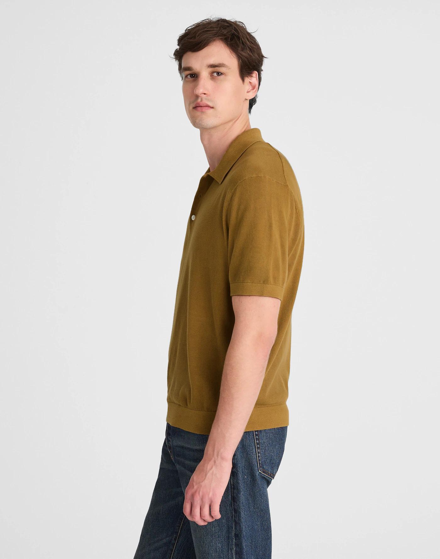 Three-Button Sweater Polo Shirt Product Image