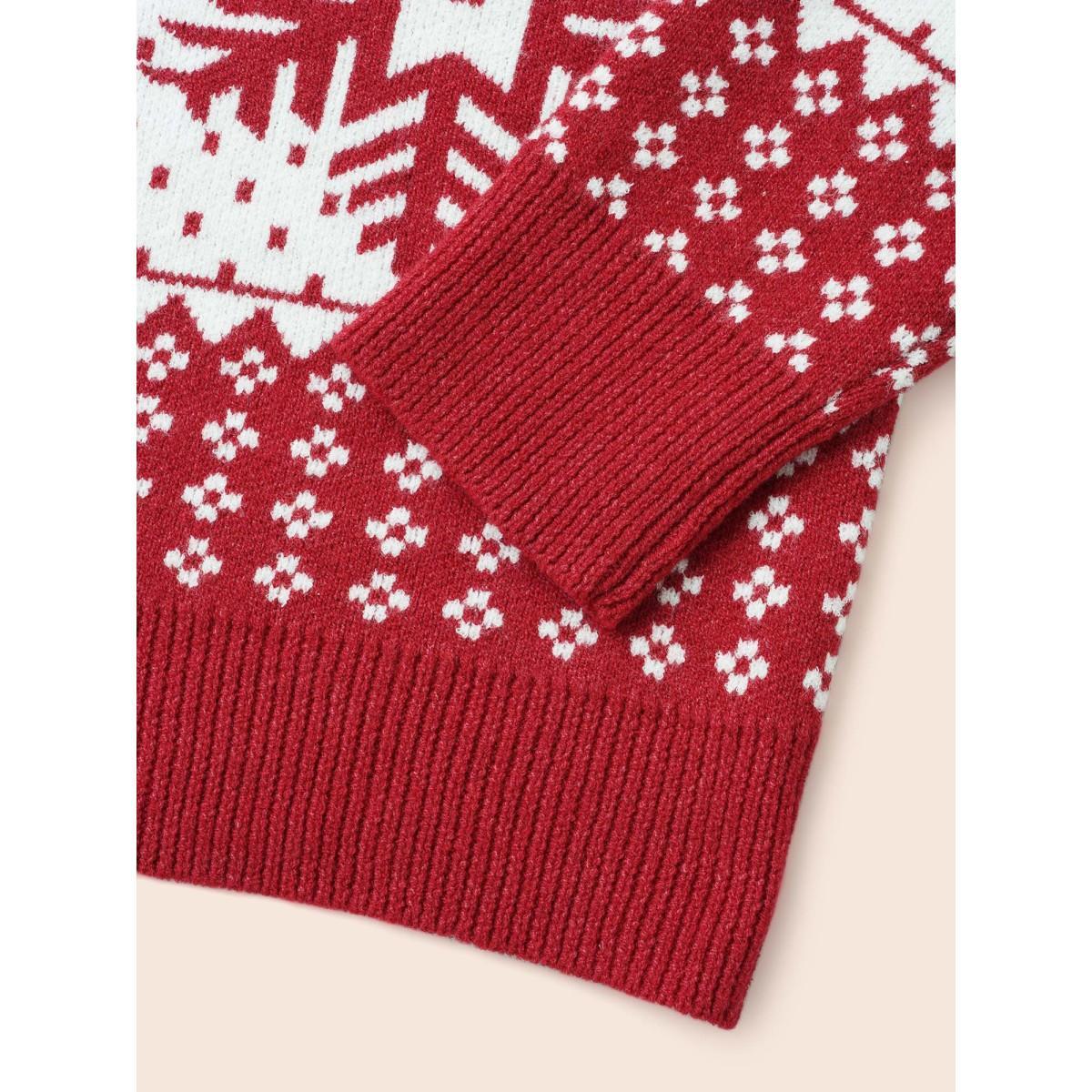 Plus Size Reindeer And Snow Pattern Button-Front Cardigan Scarlet Women Casual Loose Long Sleeve Everyday Cardigans BloomChic 12/L Product Image