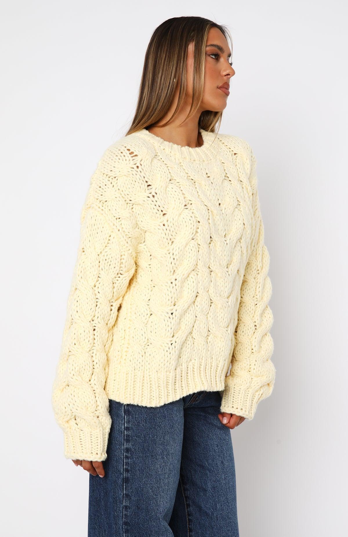 Real Feelings Oversized Knit Sweater Lemon Product Image