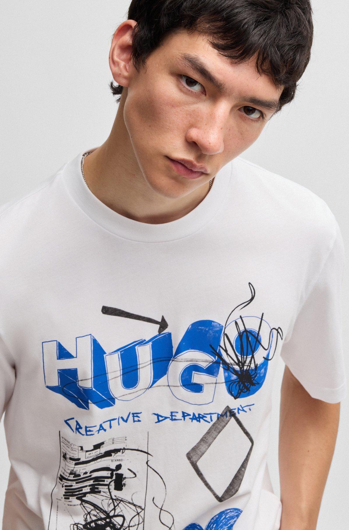 Cotton-jersey T-shirt with logo prints Product Image
