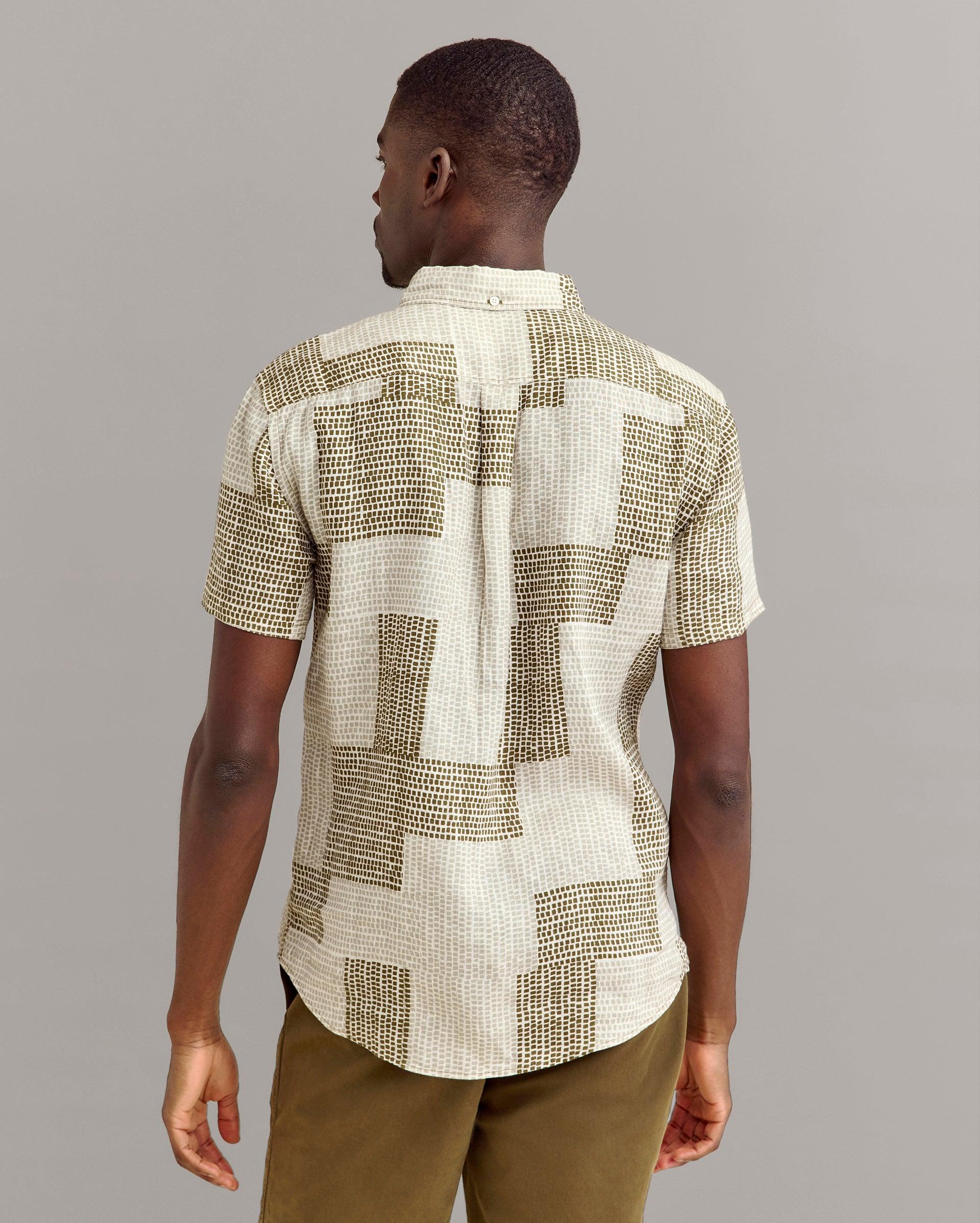 Short Sleeve Brick Patchwork Tuscumbia Shirt Button Down -  Product Image
