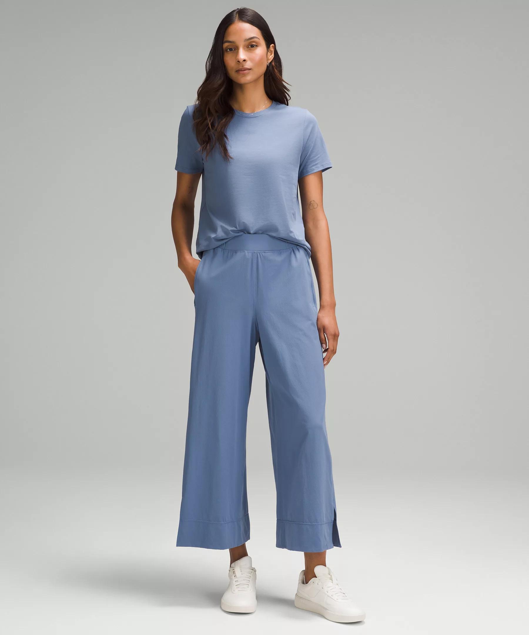 Stretch Woven High-Rise Wide-Leg Cropped Pant Product Image
