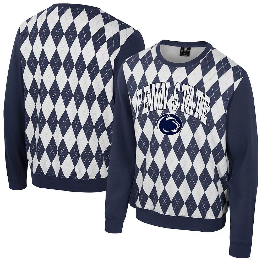 Men's Colosseum Navy Penn State Nittany Lions The Dealio Argyle Pullover Sweatshirt, Size: Large, Blue Product Image