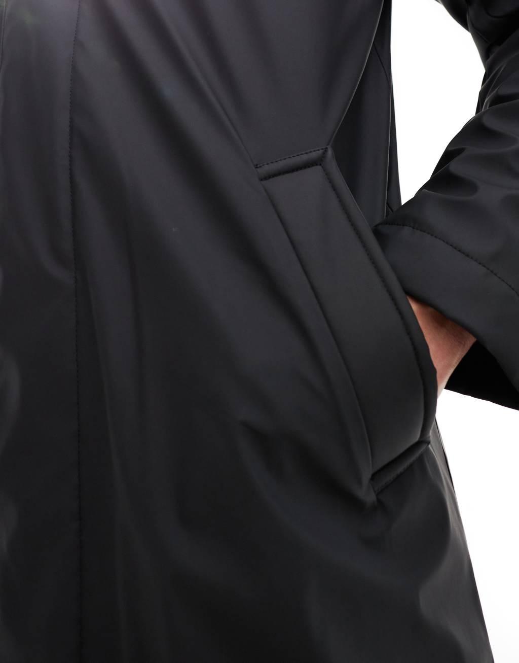 ASOS DESIGN rubberized trench coat in black Product Image