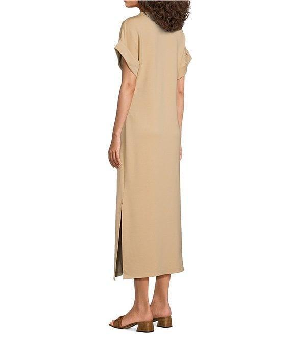 Le' AL.X Knit Crew Neck Short Cuffed Sleeve Midi T-Shirt Dress Product Image
