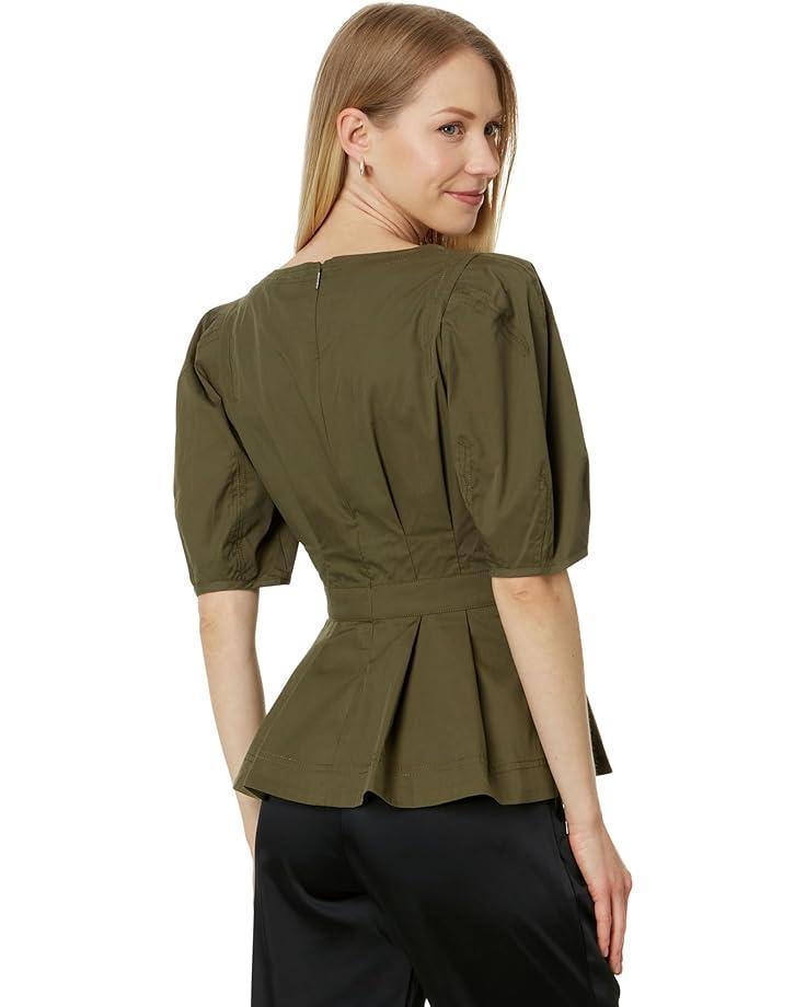 Crew Neck Mixed Media Crepe Knit Blouse Product Image
