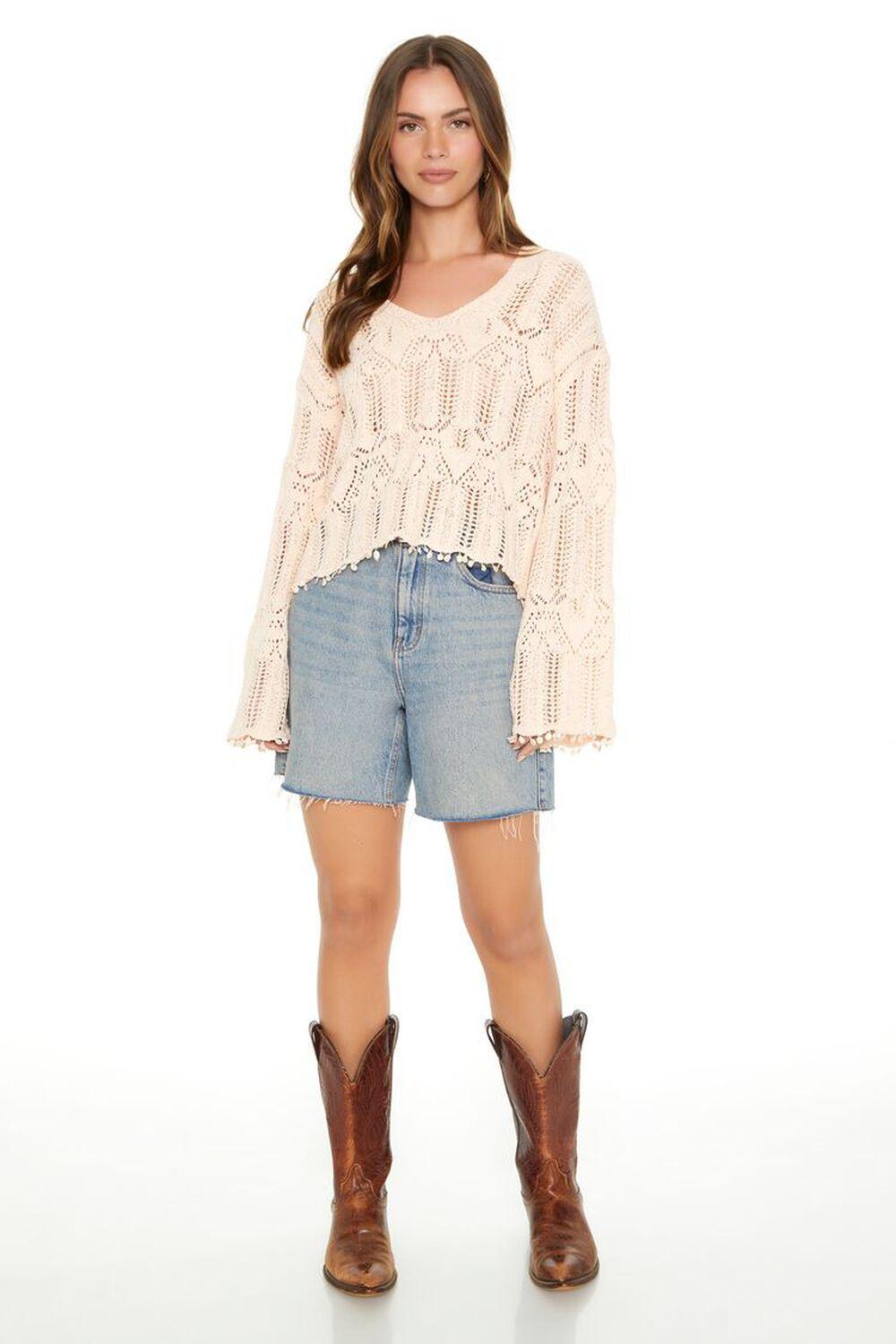 Open-Knit Bell-Sleeve Sweater | Forever 21 Product Image