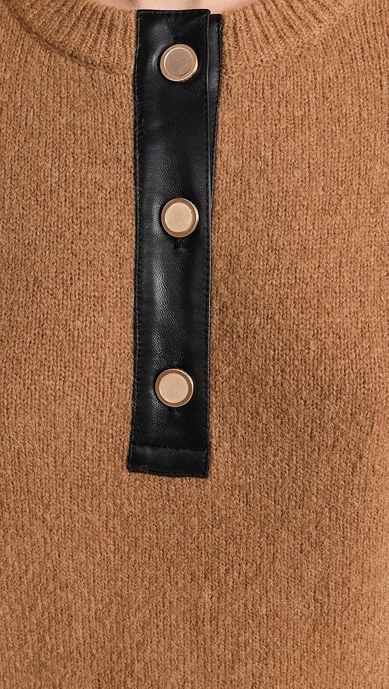 FRAME Leather Placket Henley | Shopbop Product Image