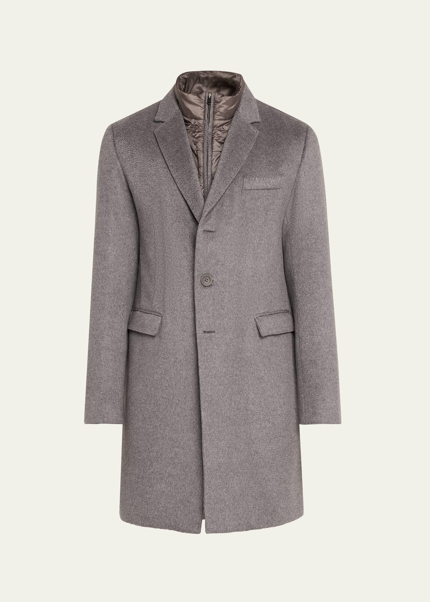 Mens Cashmere Topcoat with Nylon Wind Guard Product Image