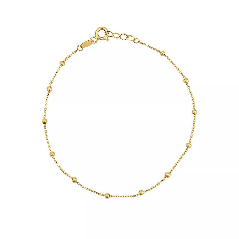Taylor Grace 10k Gold Station Bead Chain Bracelet, Women's, Size: 7" Product Image