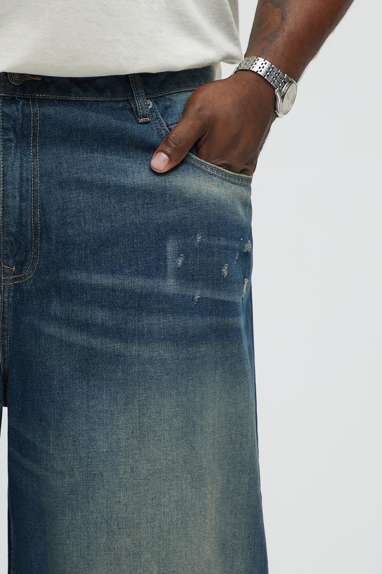 Don't Hate Baggy Relaxed Denim Shorts - Dark Wash Product Image