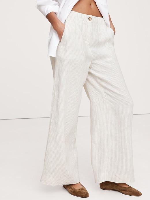 High-Rise Wide-Leg Linen Pull-On Pant Product Image