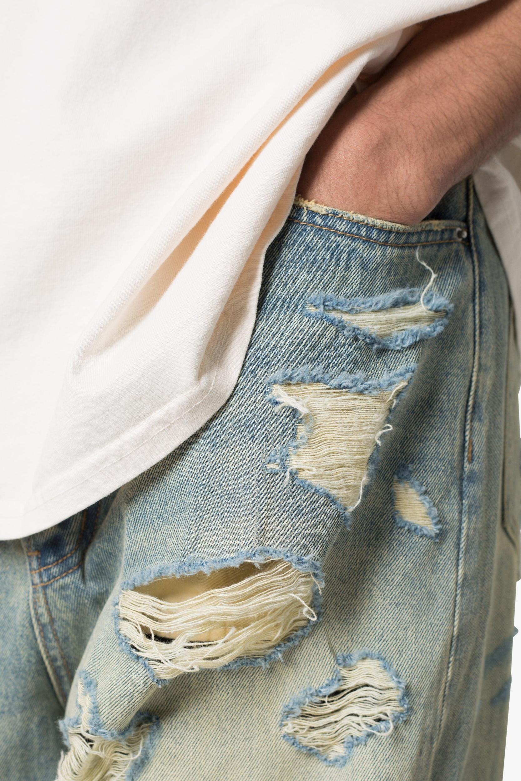 Ultra Baggy Distressed Denim - Vintage Blue Product Image