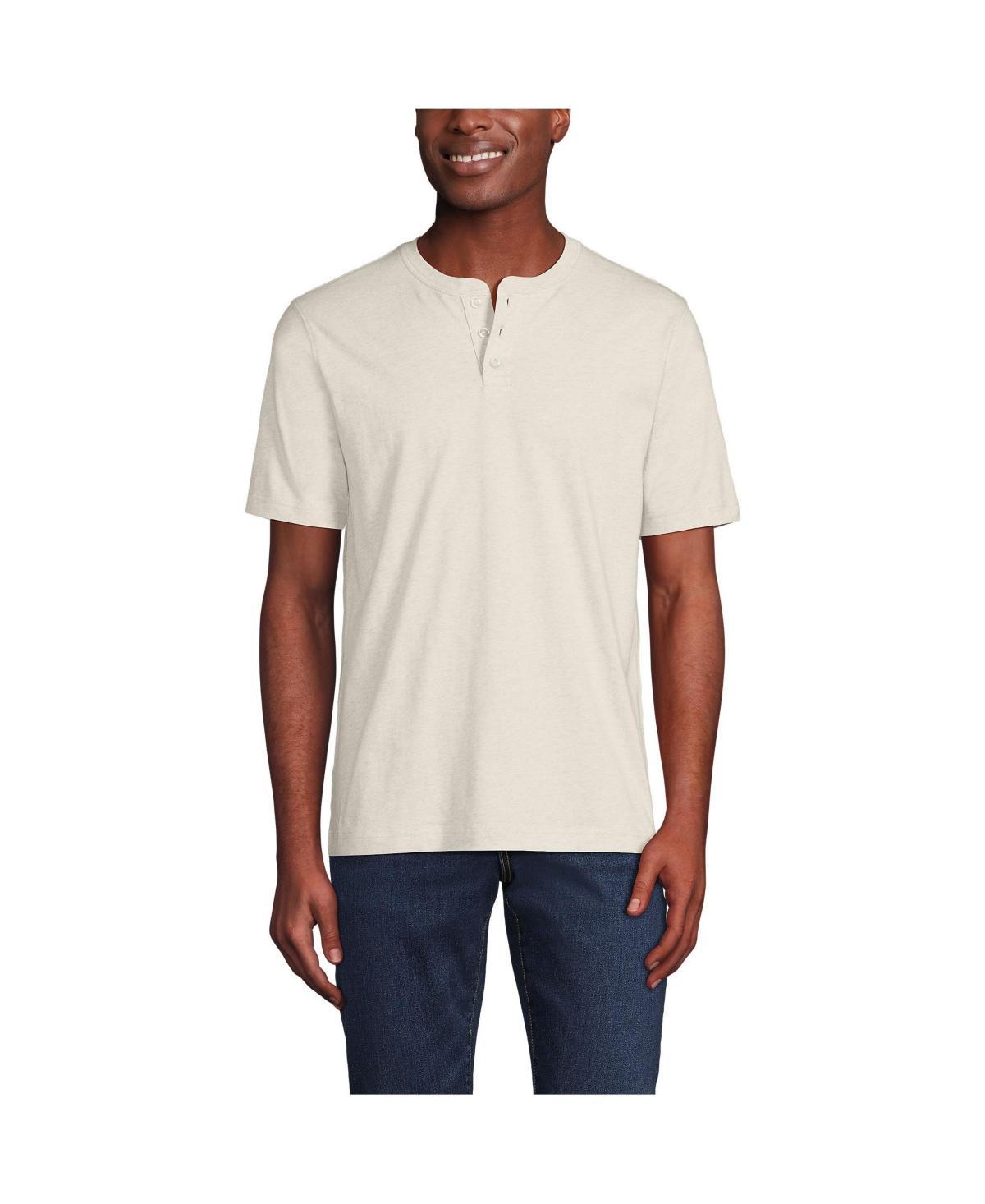 Big & Tall Lands' End Short Sleeve Super-T Henley, Men's, Size: 4XB, White Product Image