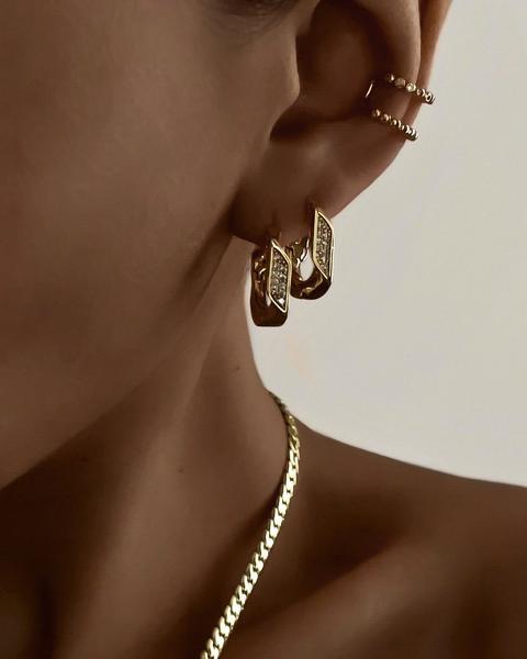 Pave Cuban Link Hoops | LUV AJ Product Image