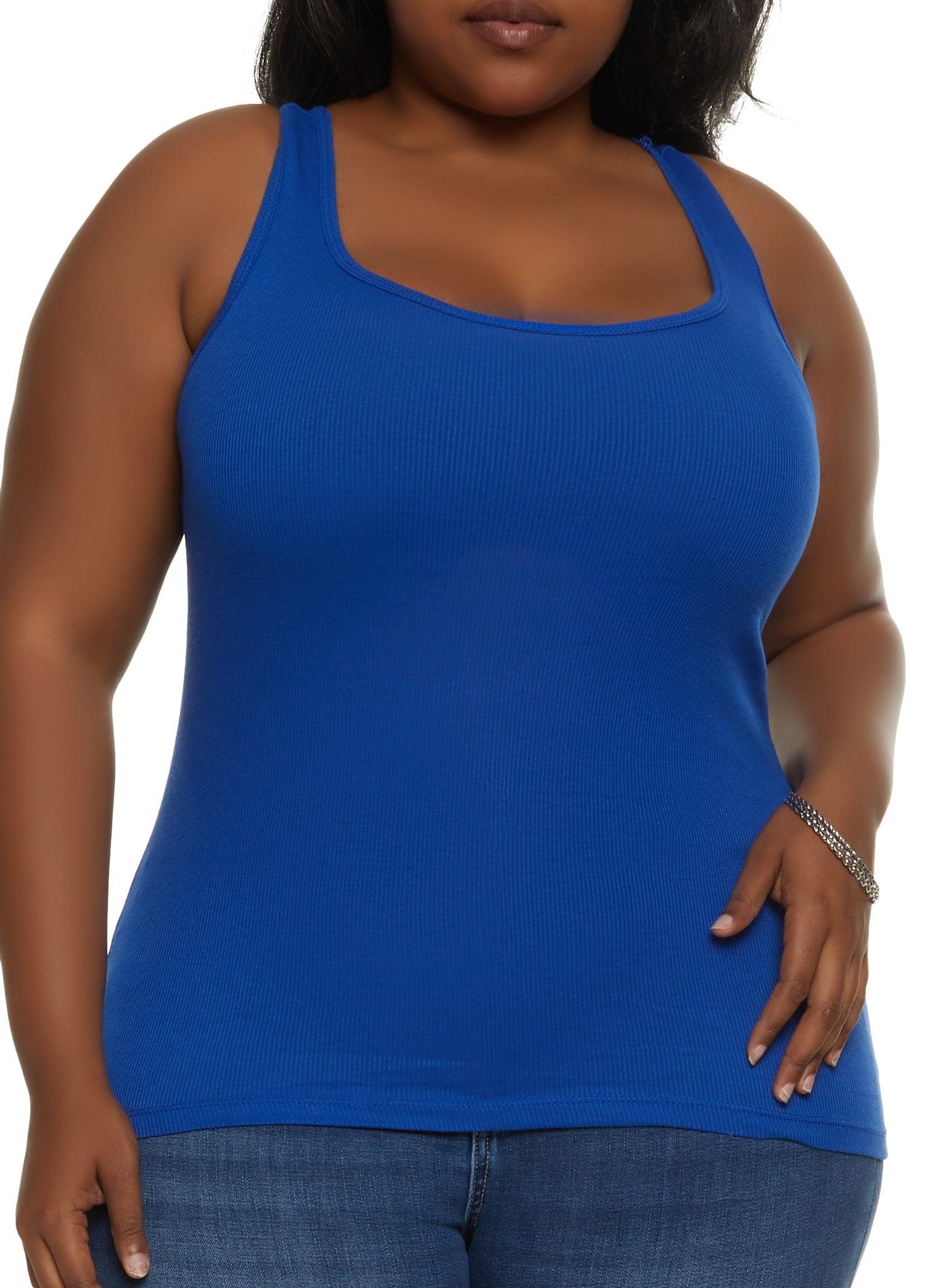 Womens Plus Size Ribbed Knit Racerback Tank Top Product Image