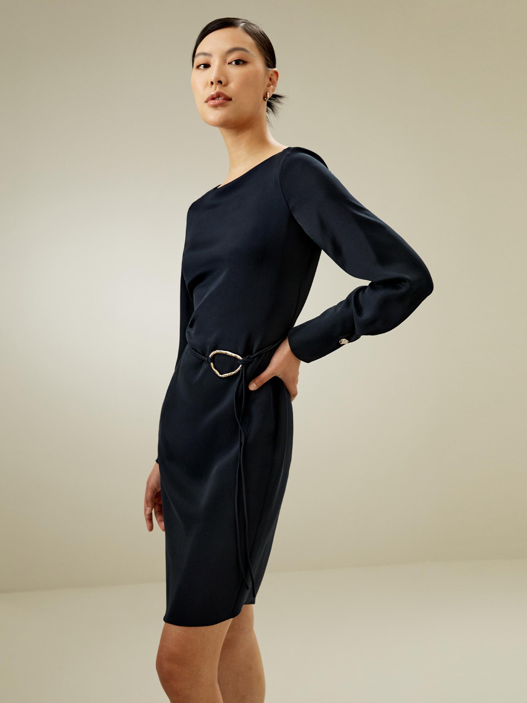 Boatneck Midi Dress with Belt Product Image