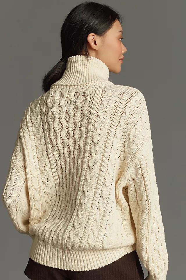 Pilcro Oversized Turtleneck Cable-Knit Sweater Product Image