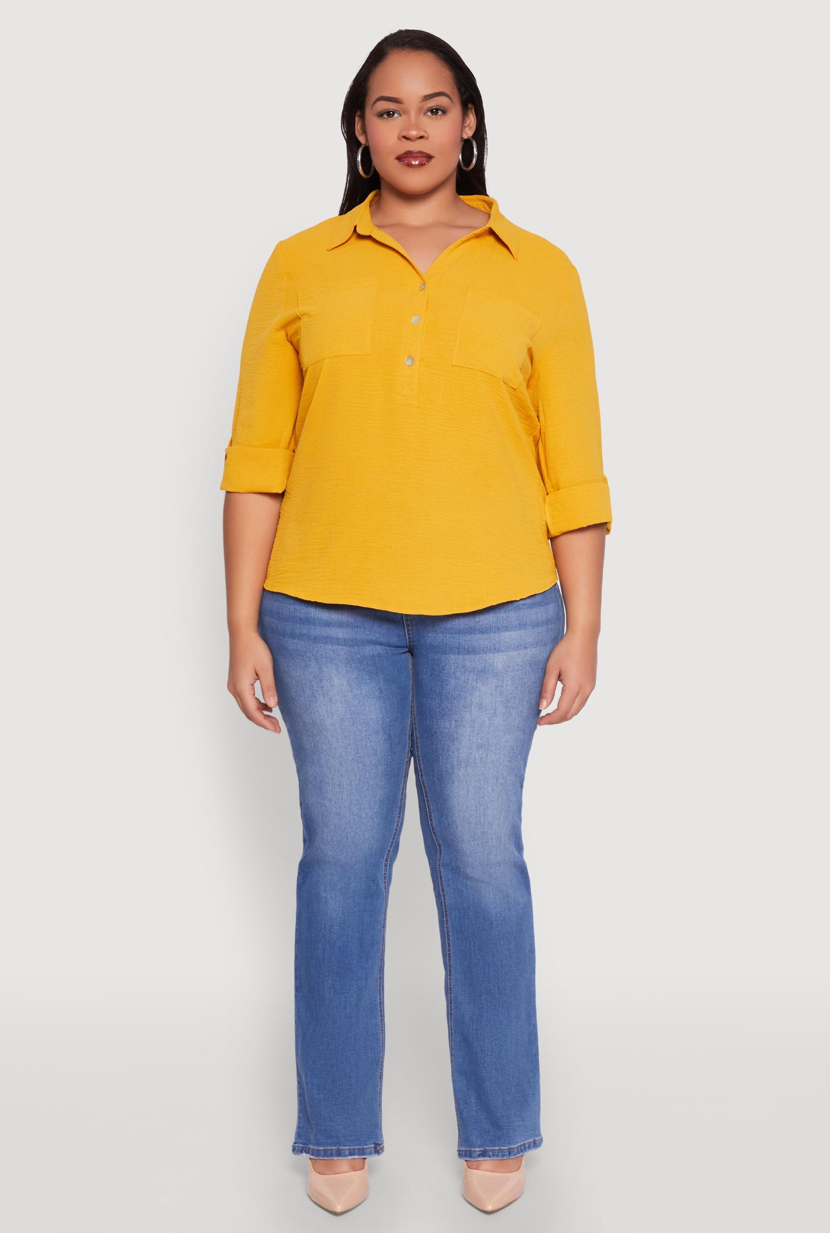 Womens Plus Size Airy Half Button Shirt Product Image
