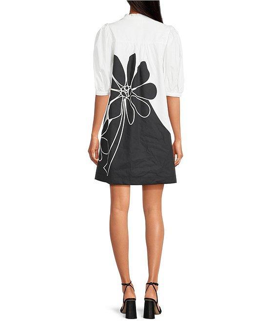 Sugarlips Wisteria Julissa Floral Poplin Split V-Neck Babydoll Dress Product Image