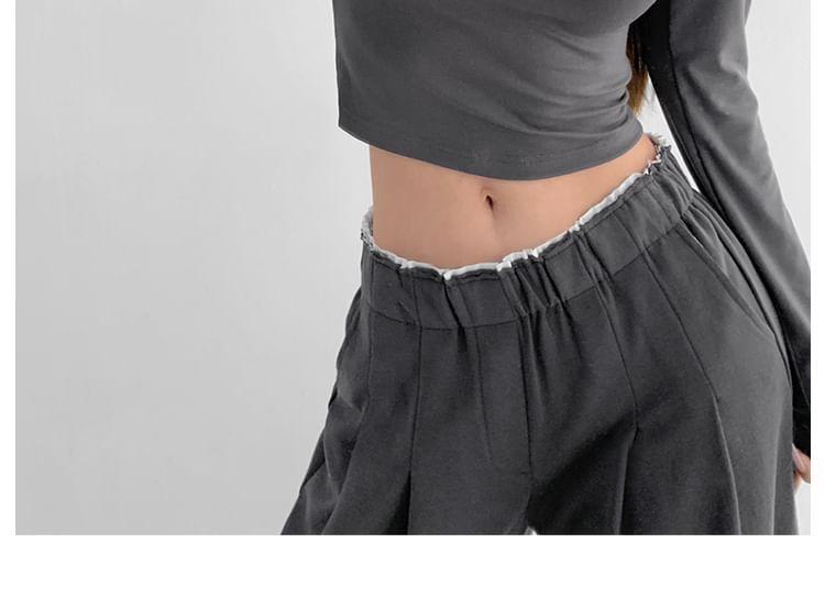 Lace-Trim Square-Neck Crop Tee in 6 Colors Product Image