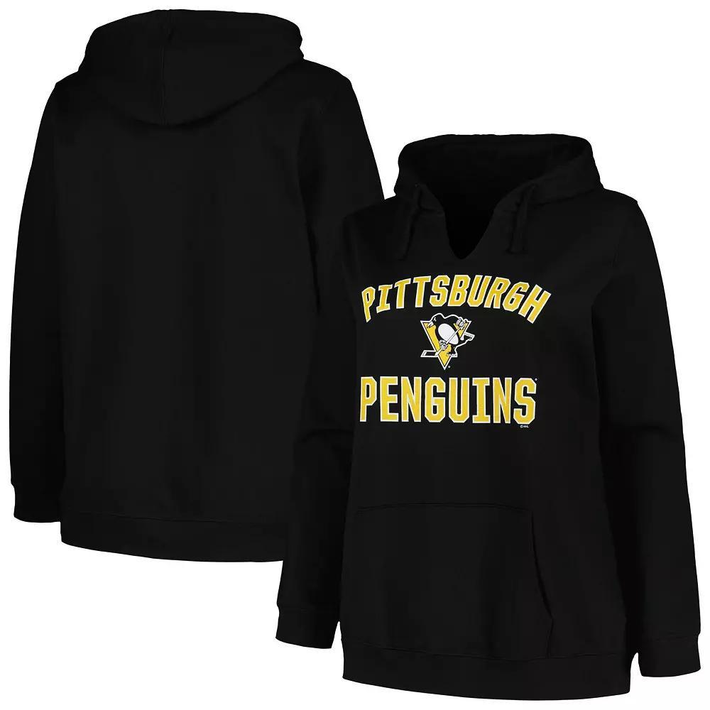Women's Profile Black Pittsburgh Penguins Plus Size Arch Over Logo Pullover Hoodie, Size: 3XL Product Image