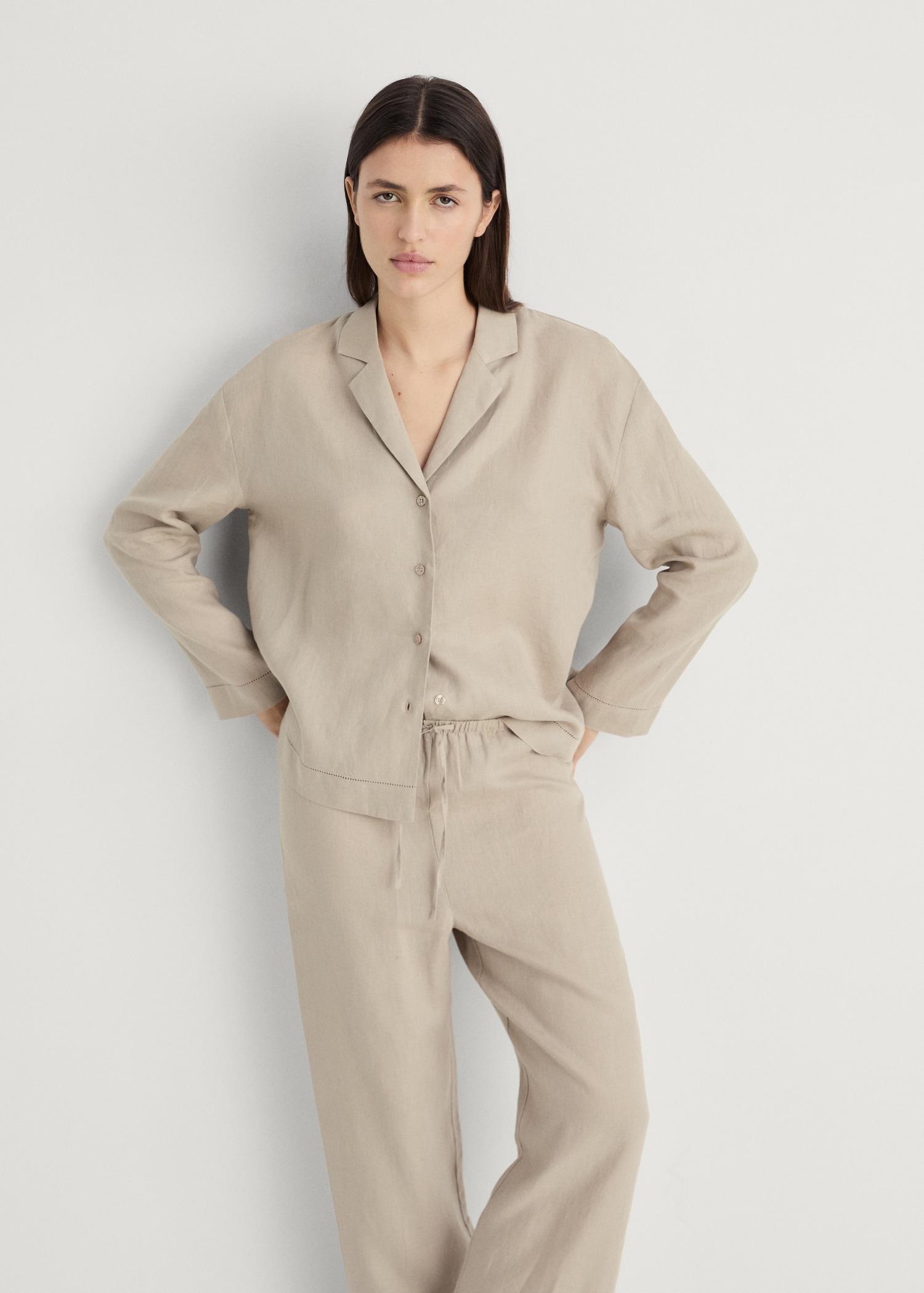 Linen-blend pants - Women | MANGO USA Product Image