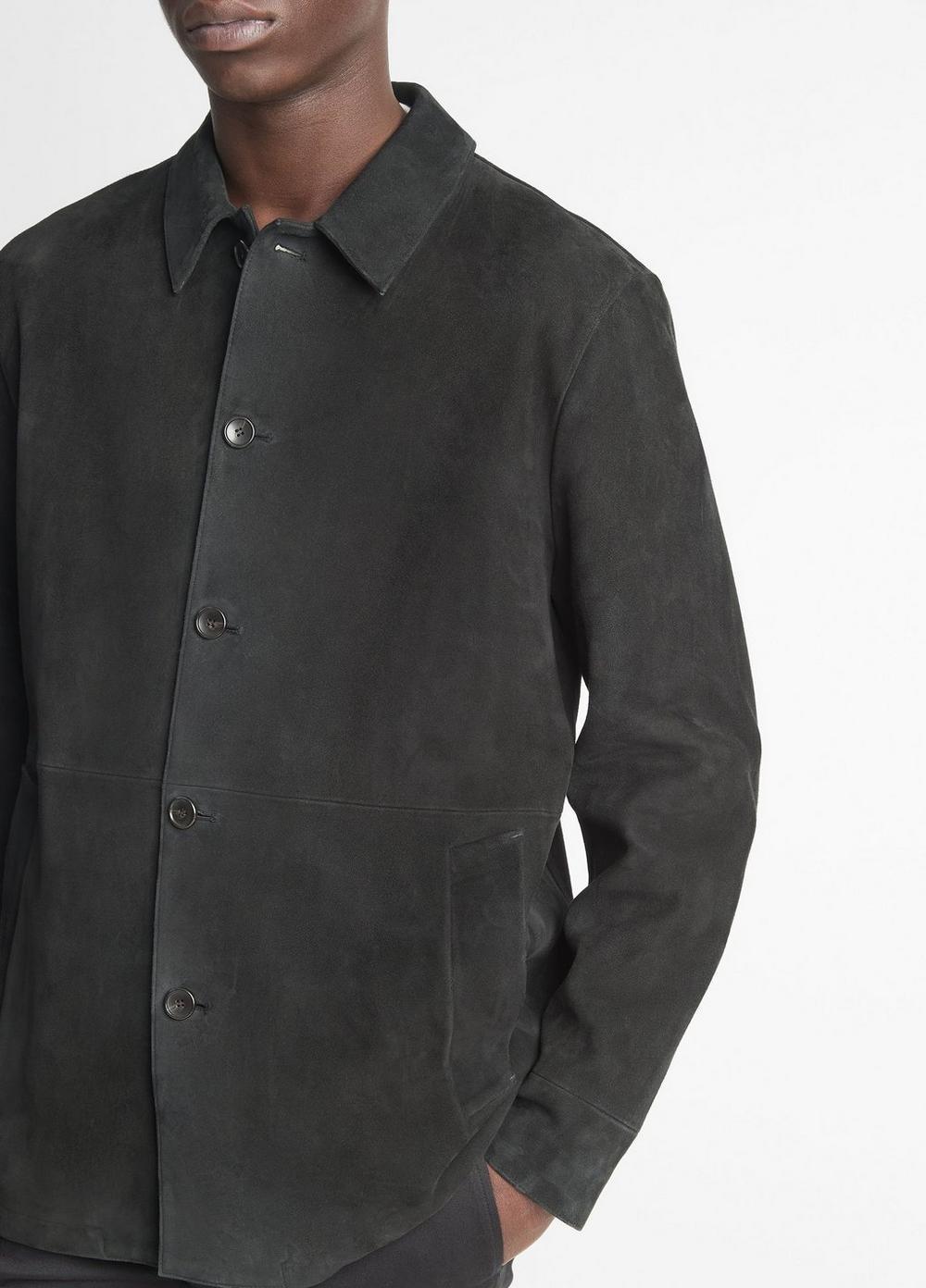Mens Suede Car Coat, Black, Size M Vince Product Image