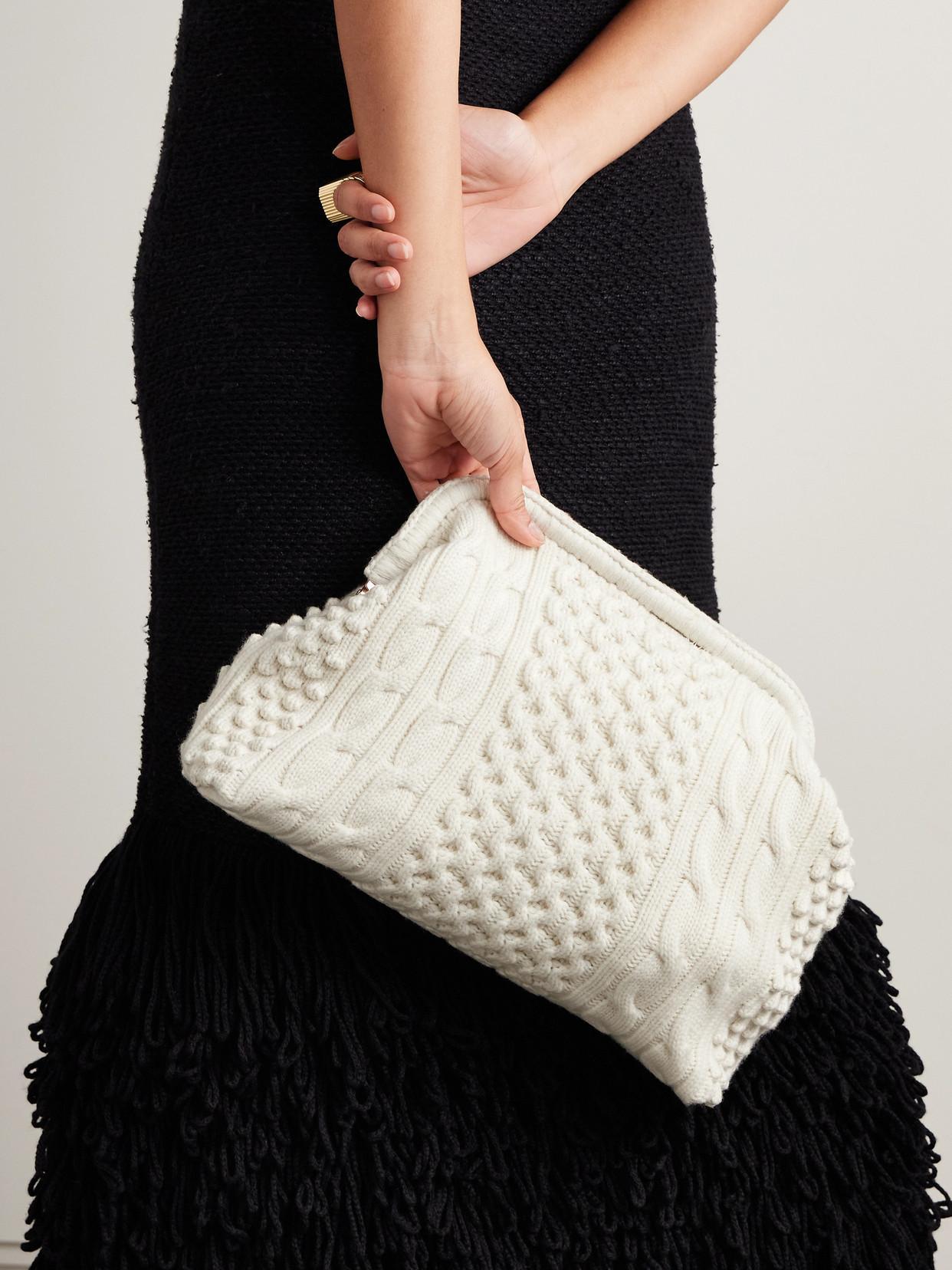 GABRIELA HEARST Agon Cable-knit Cashmere Clutch In Ivory Product Image