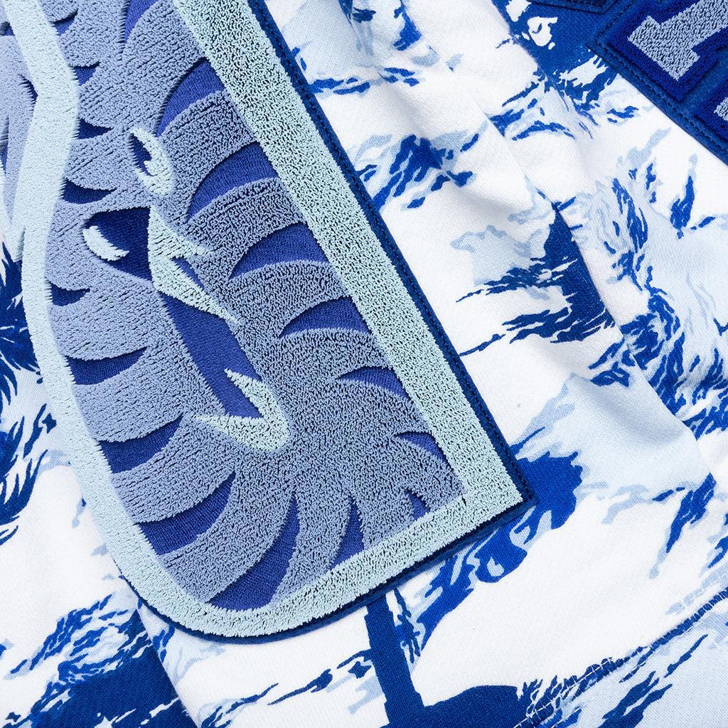 Palm Tree Camo Relaxed Fit Shark Full Zip Hoodie - Blue Male Product Image