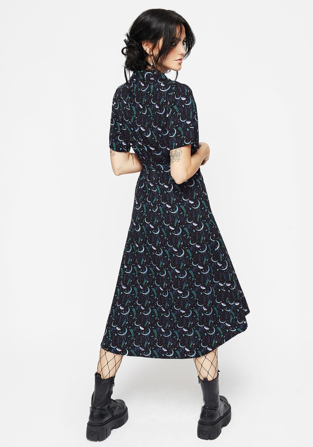 Diana Moon Moth Midi Shirt Dress Product Image